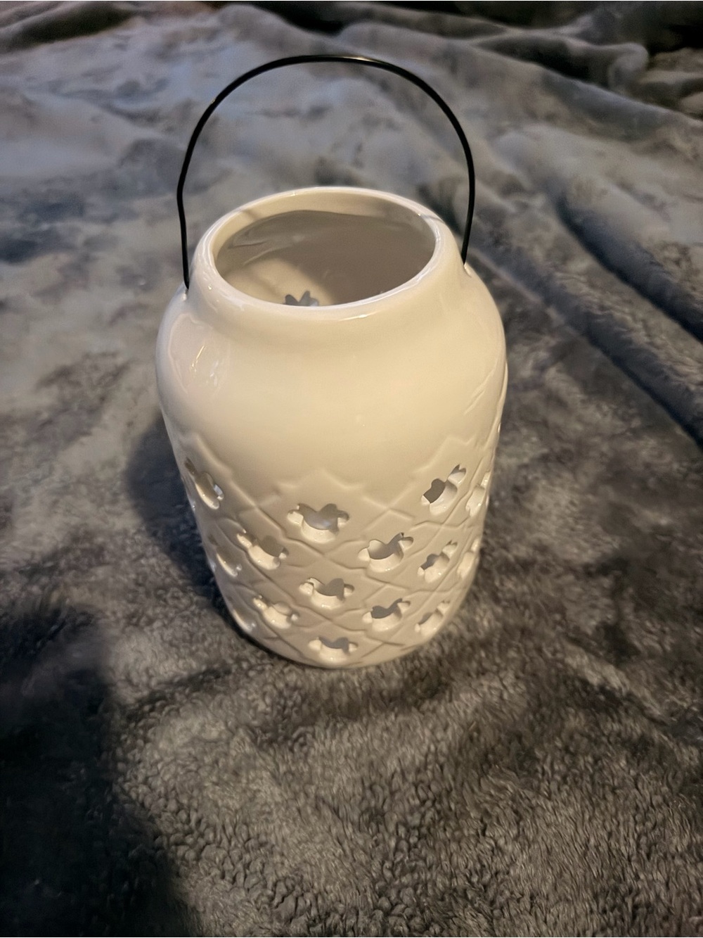 Disney White Ceramic Lantern with Black Handle